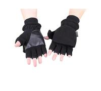 (No.e)Women men winter polar fleece half finger flip gloves double layer thicken touch screen fingerless convertible mittens wrist war