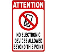 No Electronic Devices Beyond This Point Vintage Metal Tin Sign 8 X 12