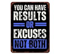 No Excuses Only Gains Metal Sign for Exercise Room 12x8 Inch