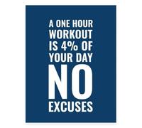 No Excuses Workout Motivation Poster One Hour a Day Quote Canvas Wall Art for Discipline and Strength Home Office or Gym Decor(Framed,16x24inch(40x60cm))