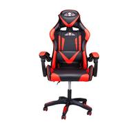 No Fear Sedia Gaming - Gaming Chair con Cuscino per Collo e Parte Bassa Della Schiena - Sedia Gaming Economica Regolabile in Altezza da 46 a 56 cm - Rosso/Sedia da Gioco