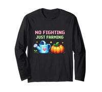 No Fighting Just Farming Gioco Cozy Pixel Zucca Maglia a Manica