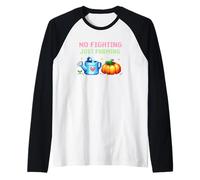 No Fighting Just Farming Gioco Cozy Pixel Zucca Maglia con Maniche Raglan