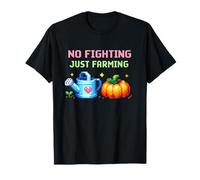 No Fighting Just Farming Gioco Cozy Pixel Zucca Maglietta