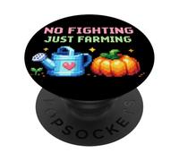 No Fighting Just Farming Gioco Cozy Pixel Zucca PopSockets PopGrip Adesivo