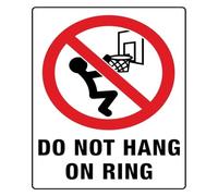 No Hanging On Ring Danger Alert Tin Sign For Facility 12x8 Inch