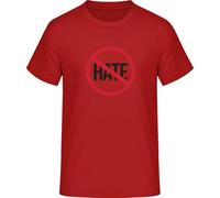 No Hate - Maglietta anti-odio e tolleranza per la pace e l'uguaglianza, Colore: rosso, 3XL