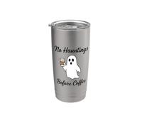 No Hauntings Before Coffee Divertente amante della caffeina Halloween Bicchiere termico in acciaio inox doppia parete