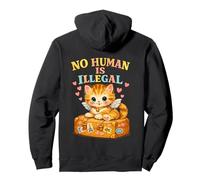 No Human Is Illegal Cute Kitten Wings Retro Valigia Felpa con Cappuccio