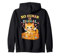 No Human Is Illegal Cute Kitten Wings Retro Valigia Felpa con Cappuccio