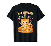 No Human Is Illegal Cute Kitten Wings Retro Valigia Maglietta