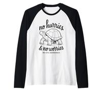 No Hurries And No Worries Me/CFS Awareness - Tartaruga - Nero Maglia con Maniche Raglan