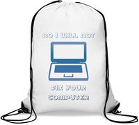 No I Will Not Fix Your Computer Slogan Gym Sack Casual Drawstring Bag Bianco, bianco, Taglia unica
