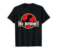 No Internet T-Rex Dino Nerdy 8-Bit Maglietta