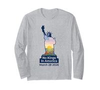 No Kings in America Floral Patriottico Marzo 28 2026 Maglia a Manica