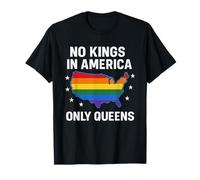 No Kings in America Only Queens Divertente Queer Ally Gay Pride Maglietta