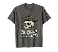 No Kings in America Skull Punk Rock 1776 Maglietta