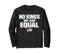 No Kings We Are Equal Freedom Equality Bandiera USA Maglia a Manica
