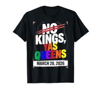 No Kings Yas Queens Gay Pride Protesta 28 Marzo 2026 Arcobaleno Maglietta