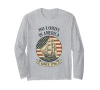 No Lords in America Since 1776 4th of July USA Flag Barca a vela Maglia a Manica