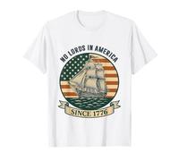 No Lords in America Since 1776 4th of July USA Flag Barca a vela Maglietta