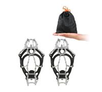 No Lumping Crampon 18 Spikes Traction Cleats Women Men Anti-slip Ice Snow Grip With Storage Pouch Walking Hiking(18 Teeth Black L)
