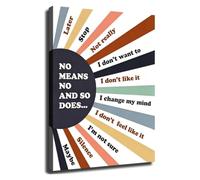 No Means No Educational Canvas Wall Art Print Consent Body Safety Rules Poster For School Counselor Therapy Office Home Decor