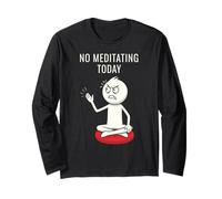 No Meditating Today Angry Stickman Meditazione Umorismo Maglia a Manica