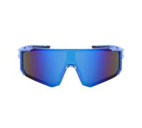 No Name Ltd Occhiali da sole con visiera a specchio blu, lenti metallizzate a specchio, montatura a lente singola, occhiali sportivi alla moda, design futuristico a specchio riflettente, Blu mimetico.