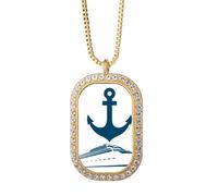 no/no Ancora Ferry Navigation Objects Collana Ciondolo Diamante Cristallo Oro Gioielli