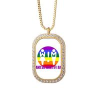 no/no And So What If I Am Art Deco Fashion Collana con ciondolo in cristallo di diamante gioielli dorati