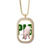 no/no Animal Pork Food Arti Art Deco Fashion Collana Ciondolo Diamante Cristallo Gioielli Dorati