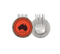 no/no Australia Map Rosso e Nero Illustrazione Golf Ball Marker Cappello Cap Clip Smalto Magnetico