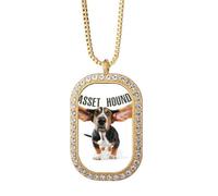 no/no Baghdad - Collana con ciondolo a forma di cuore, stile art déco, con cristalli e diamanti, gioiello dorato