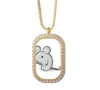 no/no Bella collana con ciondolo a forma di topo del cartone animato, solitudine, gioiello dorato con diamanti
