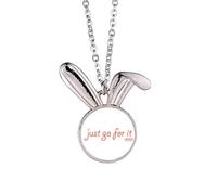no/no Buzzword - Collana con ciondolo a forma di coniglietto con scritta "Just Go For It", in stile Art Déco,