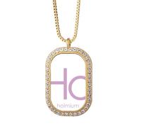 no/no Chestry Elements - Collana con ciondolo a forma di tavola d'epoca in lantanide Holum Ho, gioiello dorato con diamanti