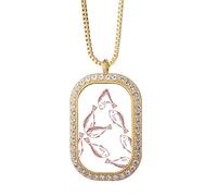 no/no Cibo pesce intorno frutti di mare lettere collana pendente diamante cristallo gioielli d'oro