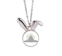 no/no Cina Building Temple Heaven Wordcloud Coniglio Collana Ciondolo Bunny Animal Jewelry Gift