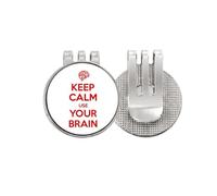 no/no Citazione Keep Calm Use Your Brain Black Golf Ball Marker Hat Cap Clip smalto magnetico