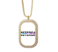 no/no City Radio Amsterdam - Collana con ciondolo a forma di edificio con diamanti e cristalli