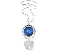 no/no Collana con ciondolo a forma di ali d'angelo, con ciondolo a forma di stella portafortuna e diligenza, gioiello rotante, Medio