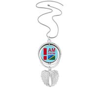 no/no Collana con ciondolo a forma di ali d'angelo con scritta "I am from mon Islands", Medio