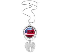 no/no Collana con ciondolo a forma di ali d'angelo, stile art déco, con bandiera del giorno dei presidenti degli, Medio