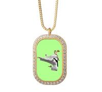 no/no Collana con ciondolo a forma di calcio in volo, in cristallo dorato, con diamanti