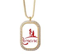 no/no Collana con ciondolo a forma di cartone animato con scritta "Common Sense" e cristalli di diamante, gioiello dorato