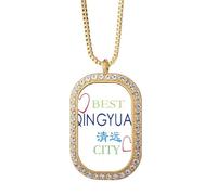 no/no Collana con ciondolo a forma di città della civiltà preistorica, gioiello dorato con diamanti