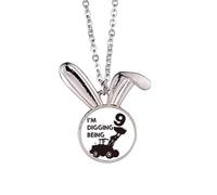 no/no Collana con ciondolo a forma di coniglietto con nove escavatori, idea regalo