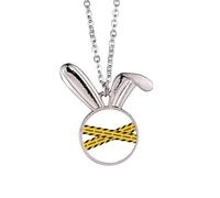 no/no Collana con ciondolo a forma di coniglietto con scritta in lingua inglese "Pericolo", stile art déco,