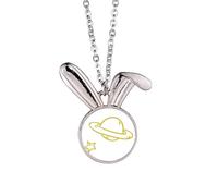 no/no Collana con ciondolo a forma di coniglietto con stella del movimento intorno alle stelle, idea regalo